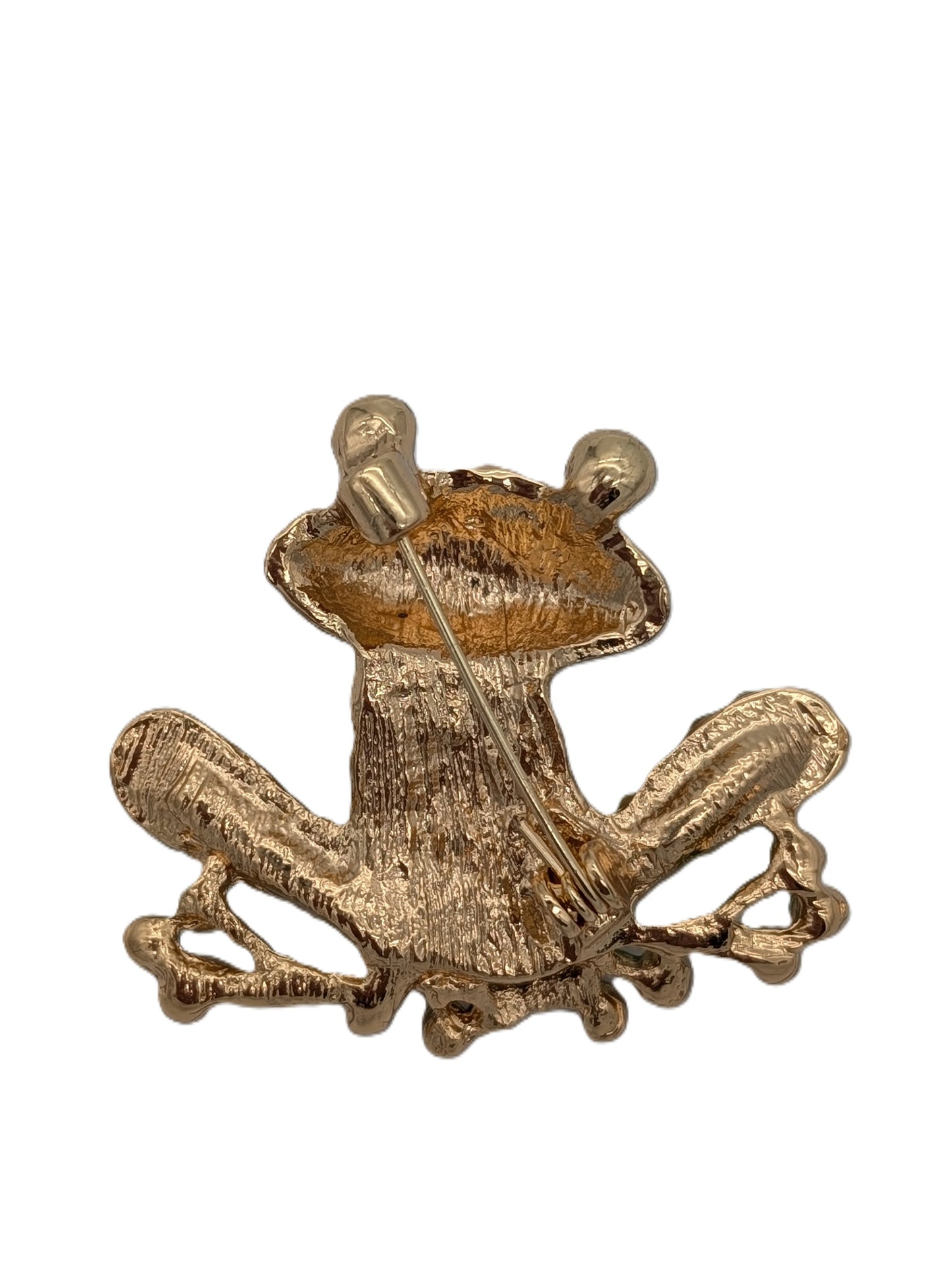 Colorful Frog Brooch Pin with Mixed Crystals | Gold Tone Whimsical Animal Jewelry