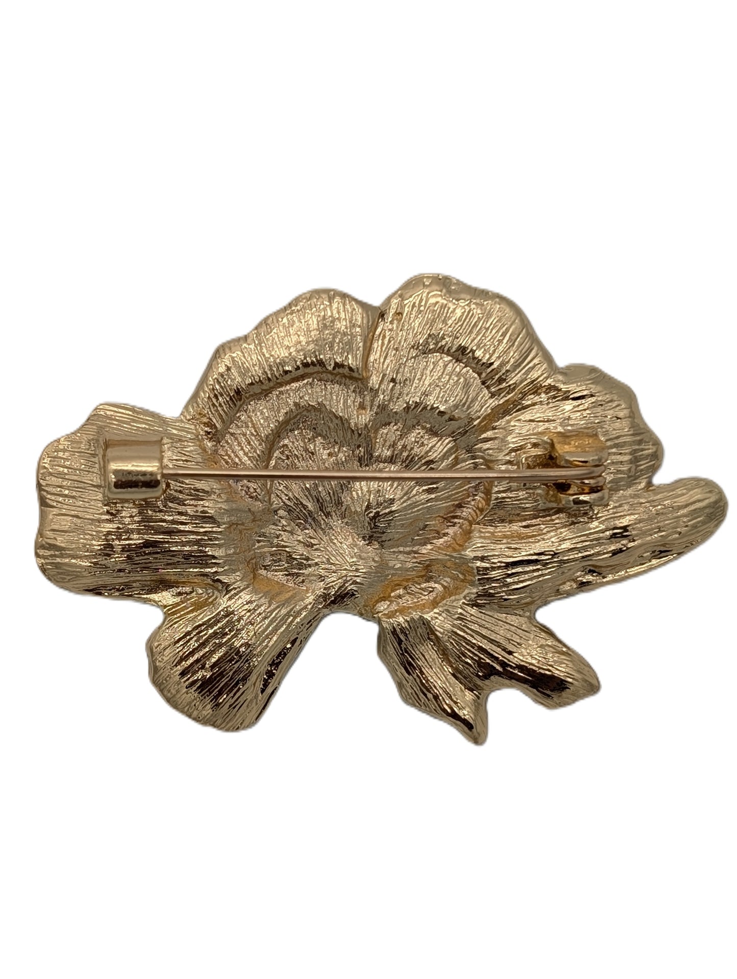 Pearl Flower Brooch | Blue Enamel & Crystal Gold Tone Pin