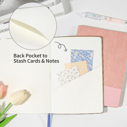 Luxurious A5 Journal | Ribbed velvet-touch | Bookmark, Back pocket | 6 beautiful colors! 💖