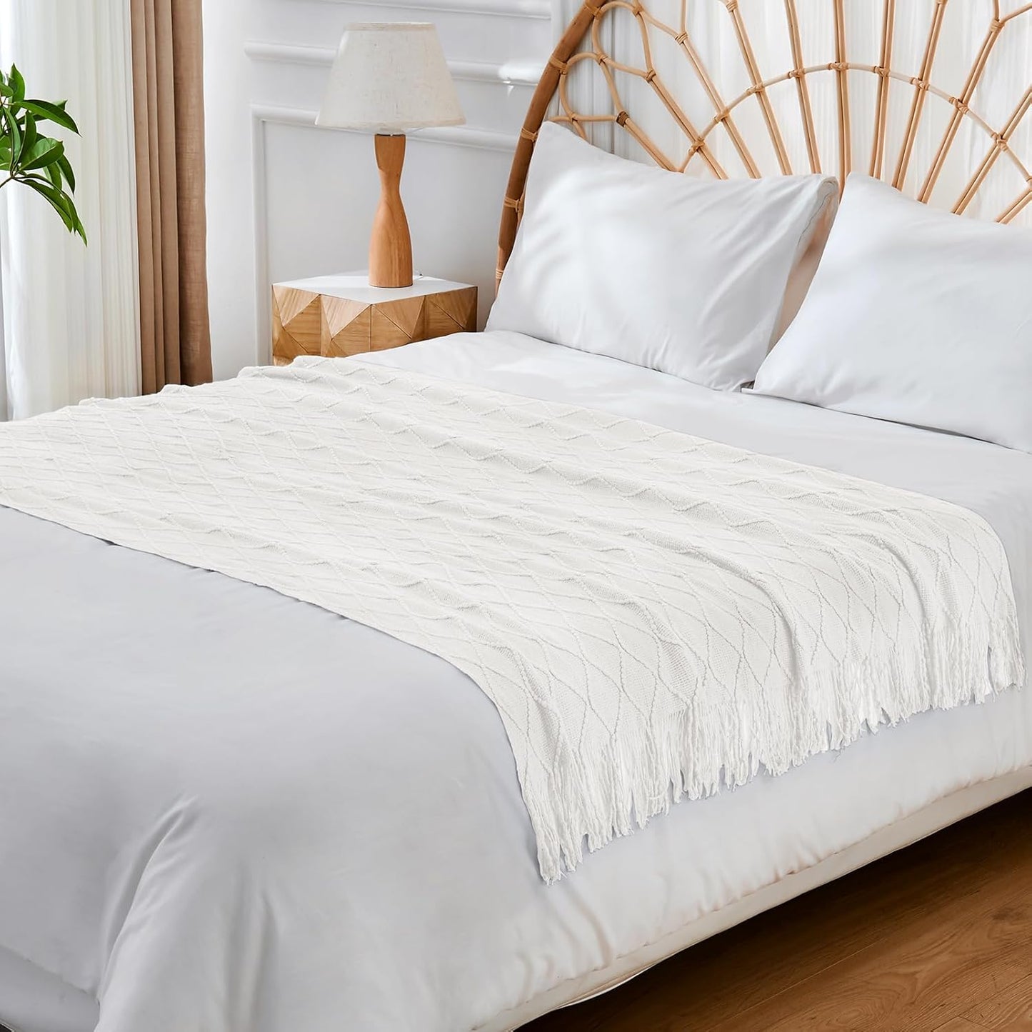 50x60 Knitted Throw Blanket with Tassels | Cozy & Soft