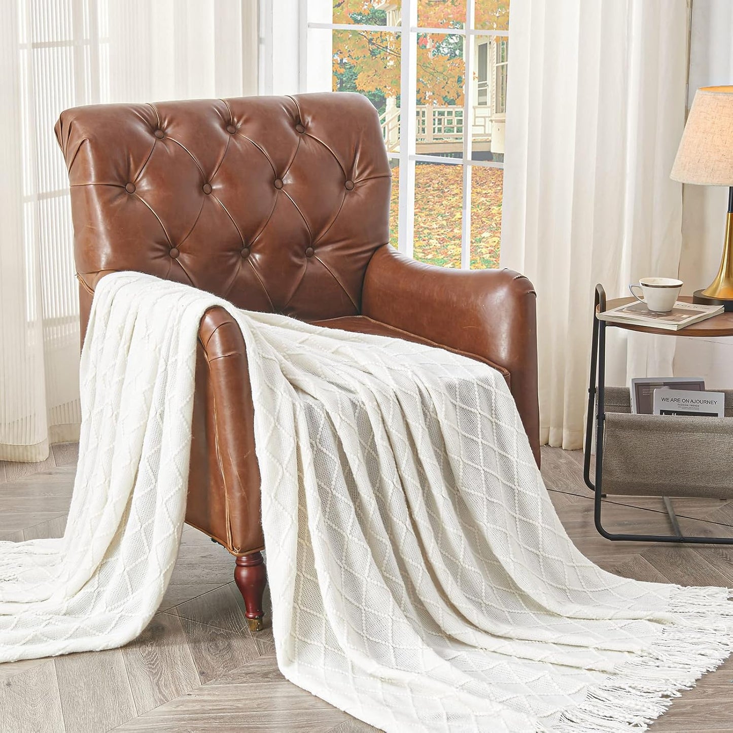 50x60 Knitted Throw Blanket with Tassels | Cozy & Soft