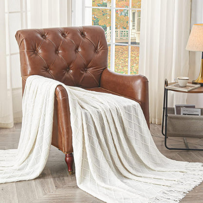 50x60 Knitted Throw Blanket with Tassels | Cozy & Soft