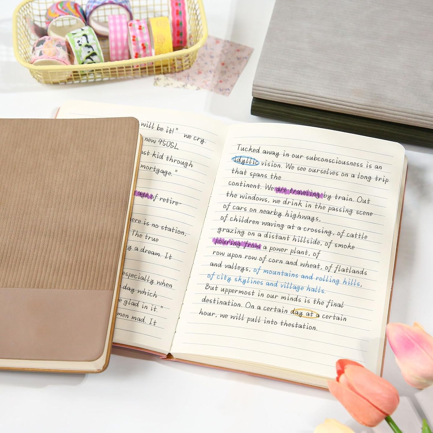 Luxurious A5 Journal | Ribbed velvet-touch | Bookmark, Back pocket | 6 beautiful colors! 💖