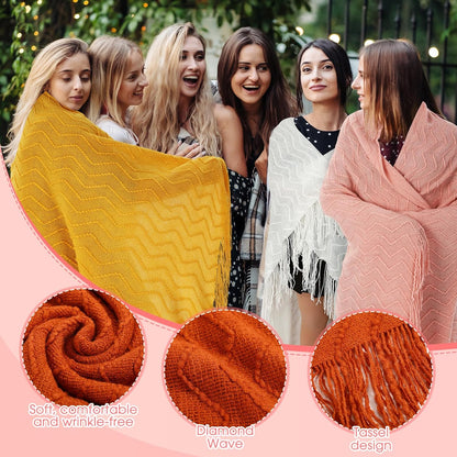 50x60 Knitted Throw Blanket with Tassels | Cozy & Soft