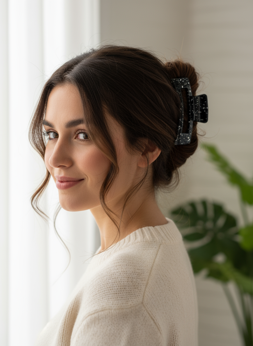 Marble Acrylic Claw Clips (3.35") | Non-Slip Hair Clips for Thick Hair