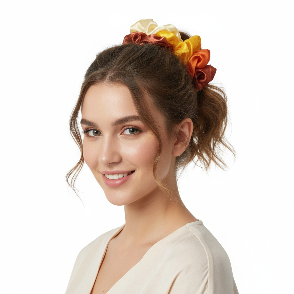 5-Pack Satin Silk Scrunchies for Thick Hair | Damage-Free Hair Ties