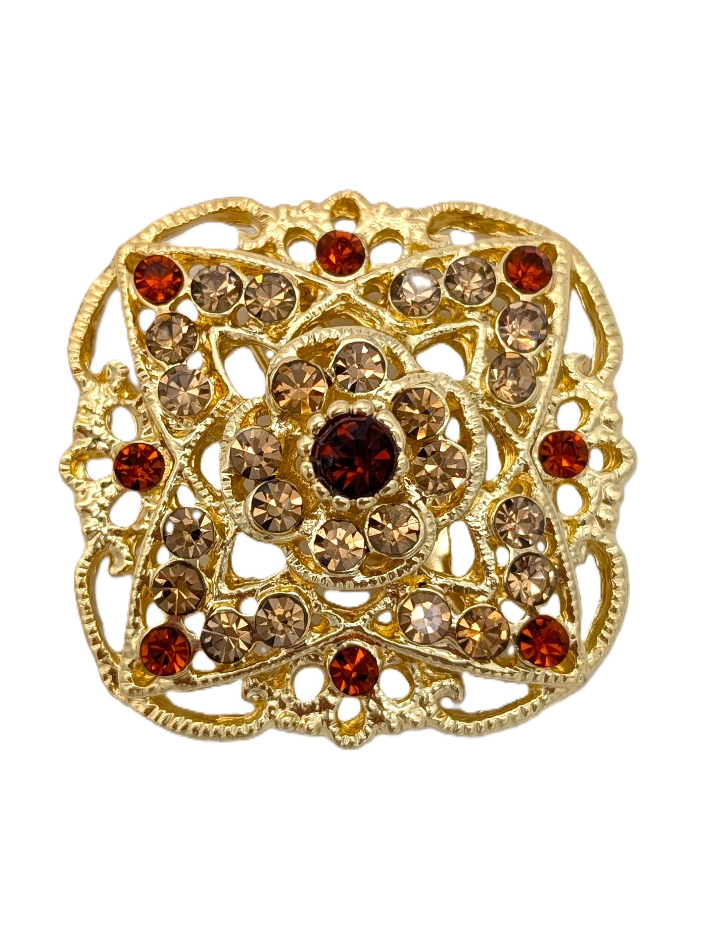 Copper Rhombus Blossom Brooch