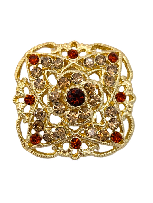 Copper Rhombus Blossom Brooch