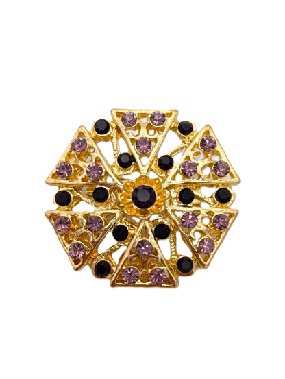 Amethyst Geometric Brooch