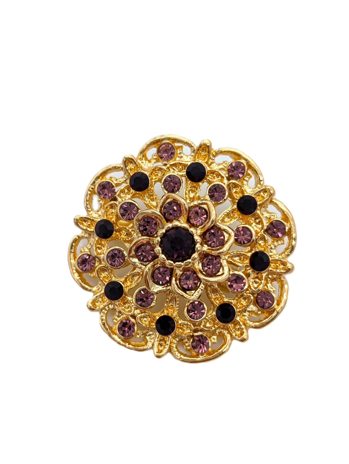 Amethyst Floral Brooch