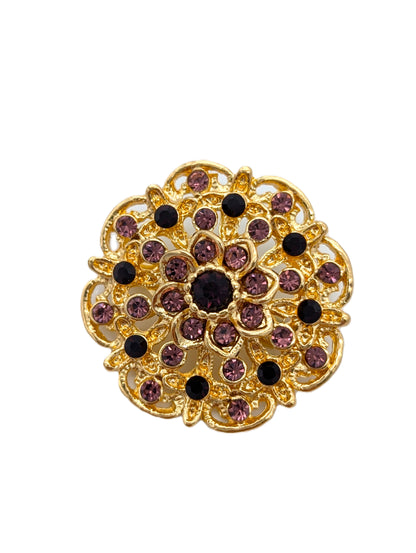 Amethyst Floral Brooch