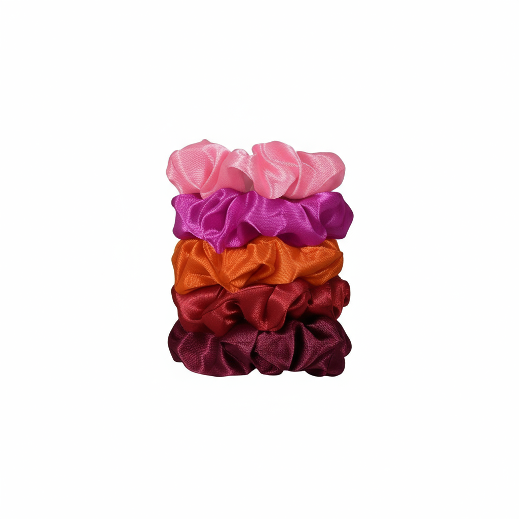 5-Pack Satin Silk Scrunchies for Thick Hair | Damage-Free Hair Ties