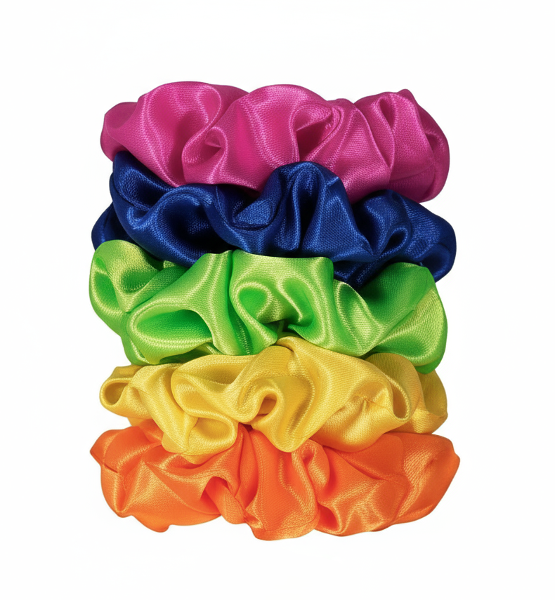 5-Pack Satin Silk Scrunchies for Thick Hair | Damage-Free Hair Ties