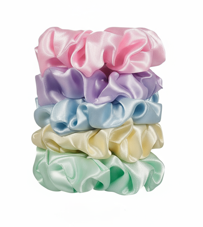 5-Pack Satin Silk Scrunchies for Thick Hair | Damage-Free Hair Ties
