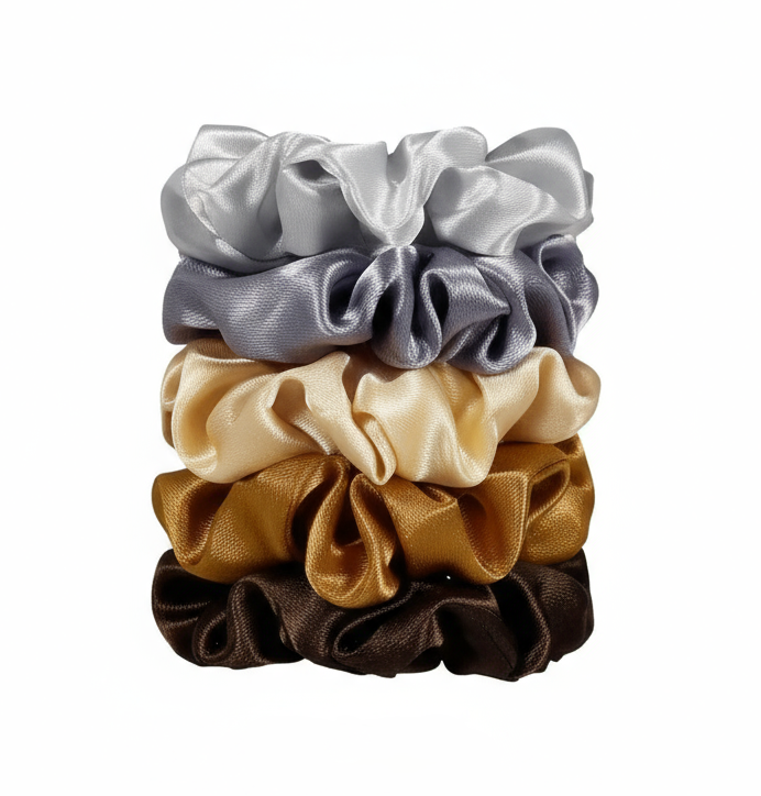 5-Pack Satin Silk Scrunchies for Thick Hair | Damage-Free Hair Ties