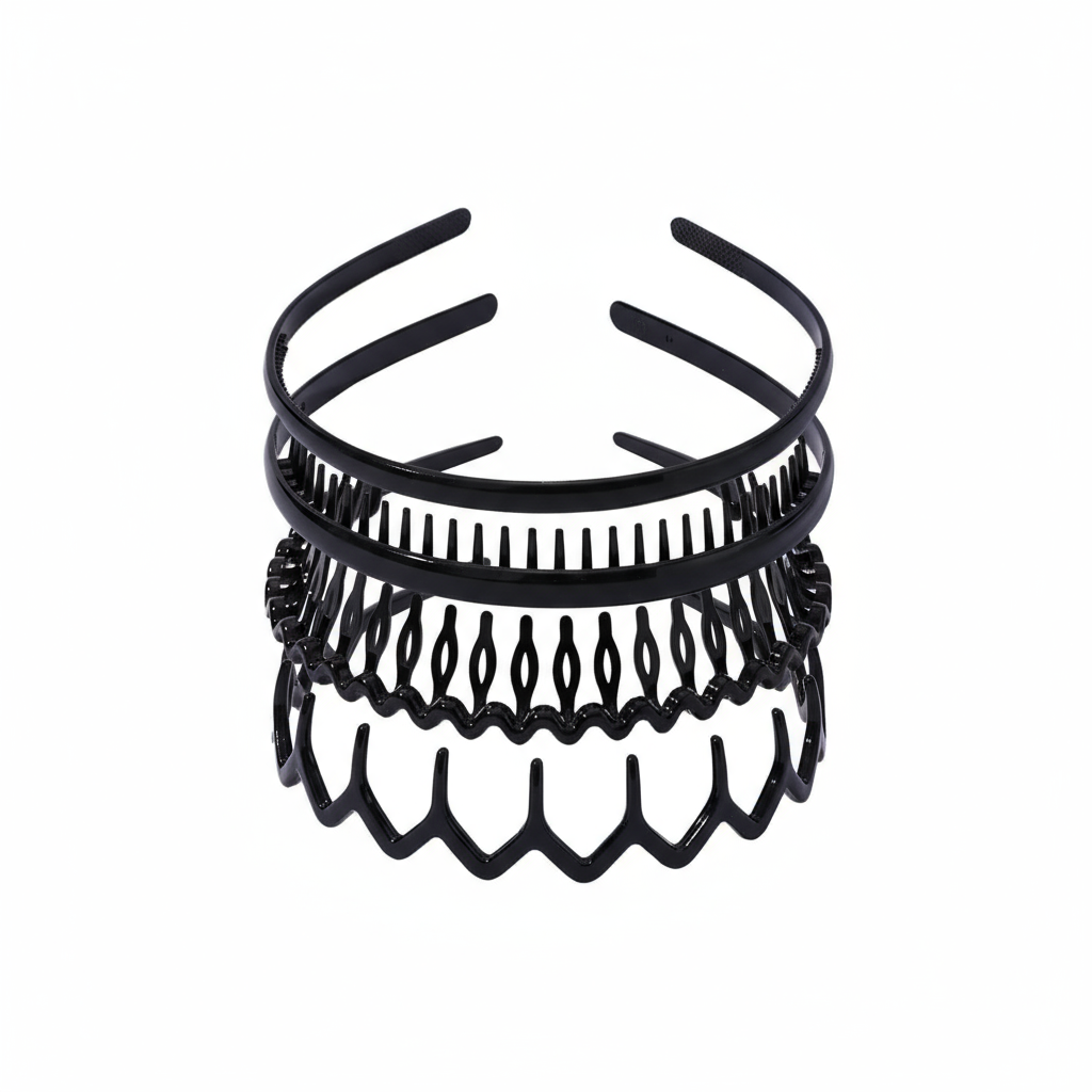 4-Pack Non-Slip Headbands with Teeth | Plastic Hairbands for Women