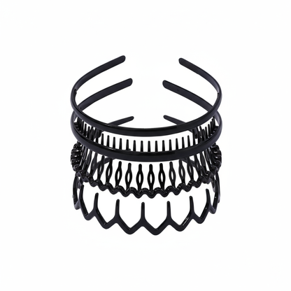 4-Pack Non-Slip Headbands with Teeth | Plastic Hairbands for Women