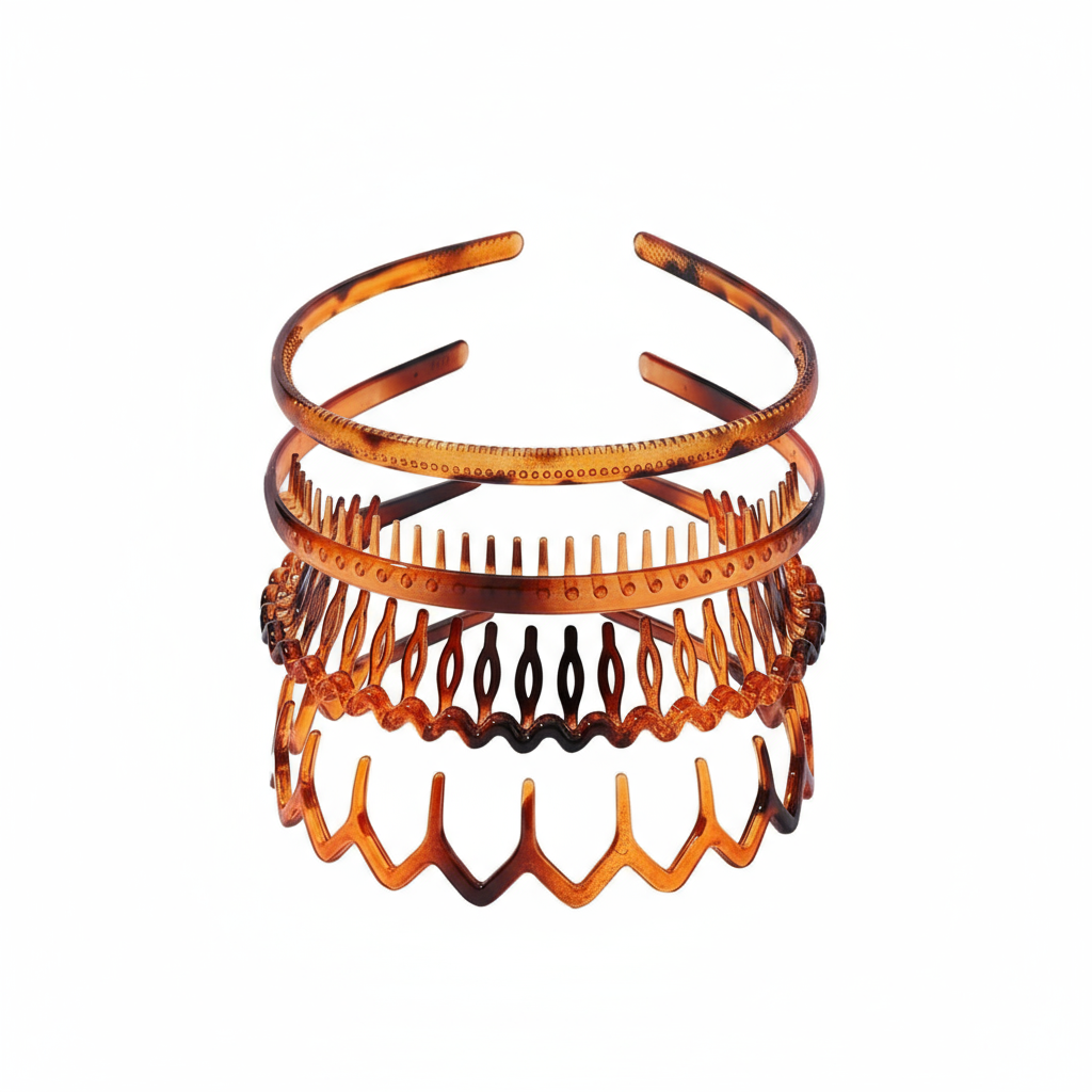 4-Pack Non-Slip Headbands with Teeth | Plastic Hairbands for Women