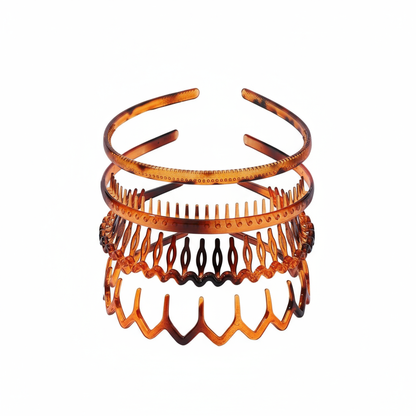 4-Pack Non-Slip Headbands with Teeth | Plastic Hairbands for Women