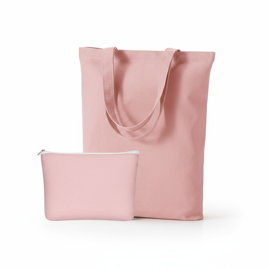 🌿🛍️ Eco-Chic Duo: Cotton Tote Bag (13x15) & Zipper Makeup Pouch (9 x 6) 2 in 1 Set