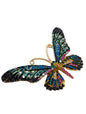 Rainbow Butterfly Brooch Pin with Multi-Color Crystals | Gold Tone Statement Jewelry