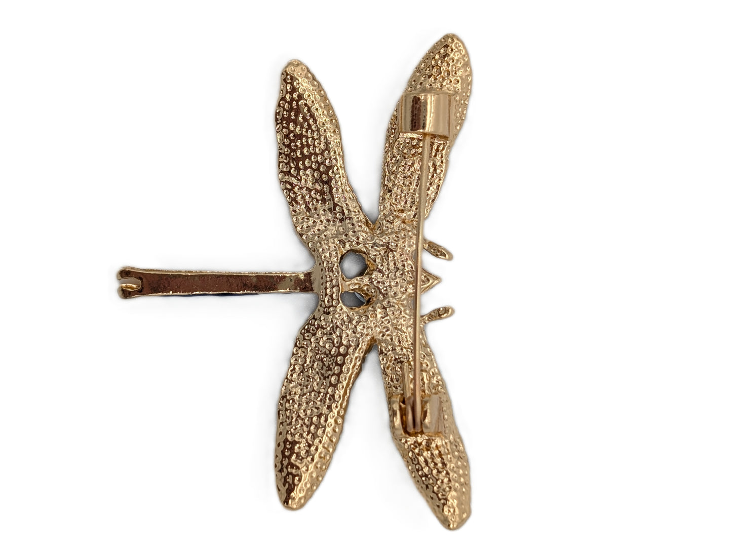 Jewel Tone Dragonfly Brooch Pin | Gold Tone with Green & Blue Enamel Insect Jewelry