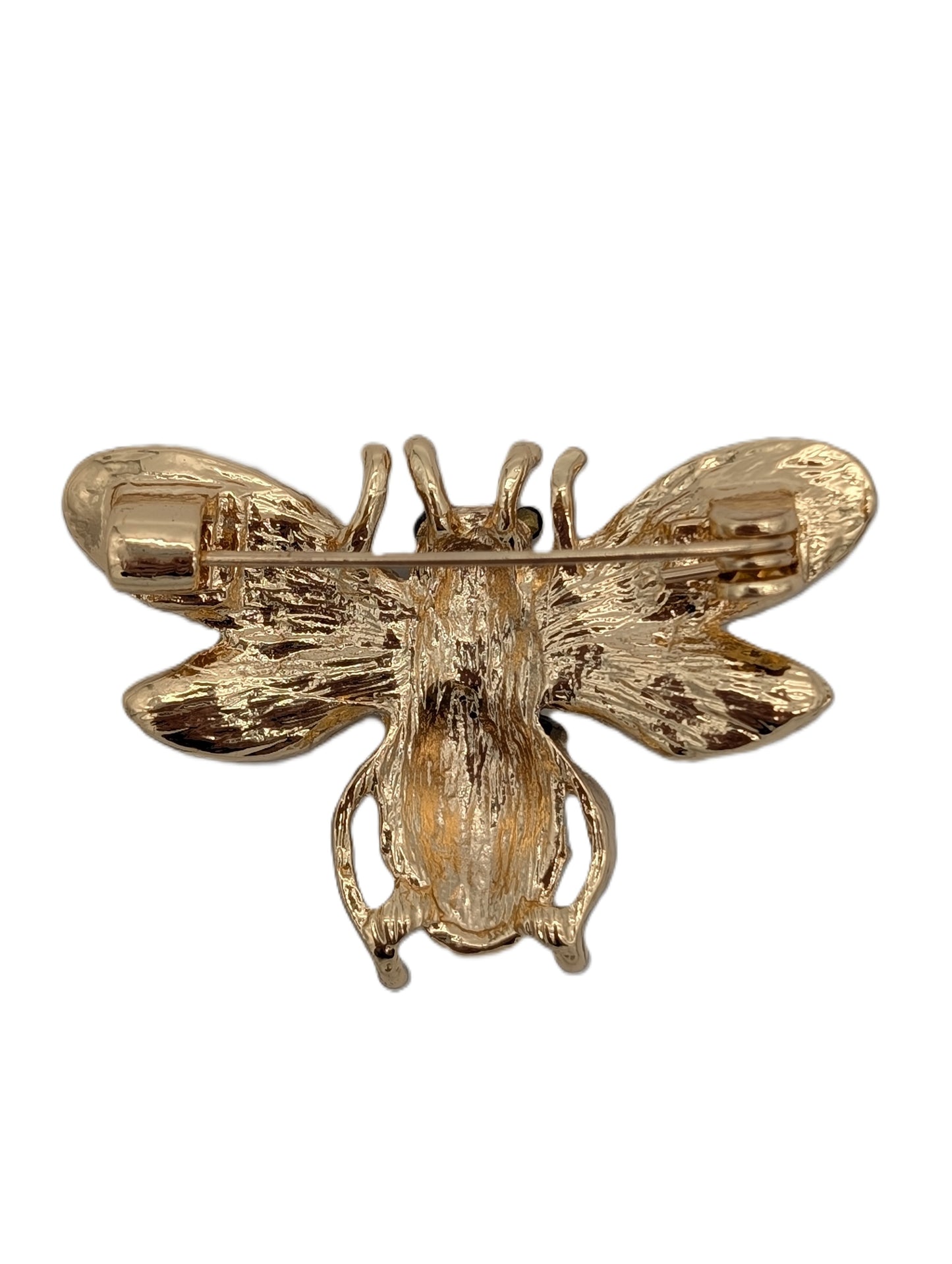 Sparkling Honey Bee Brooch Pin | Gold Tone with Clear Crystals & Black/Yellow Enamel