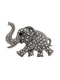Lucky Elephant Brooch Pin with Clear Crystals | Silver Tone Sparkling Animal Jewelry