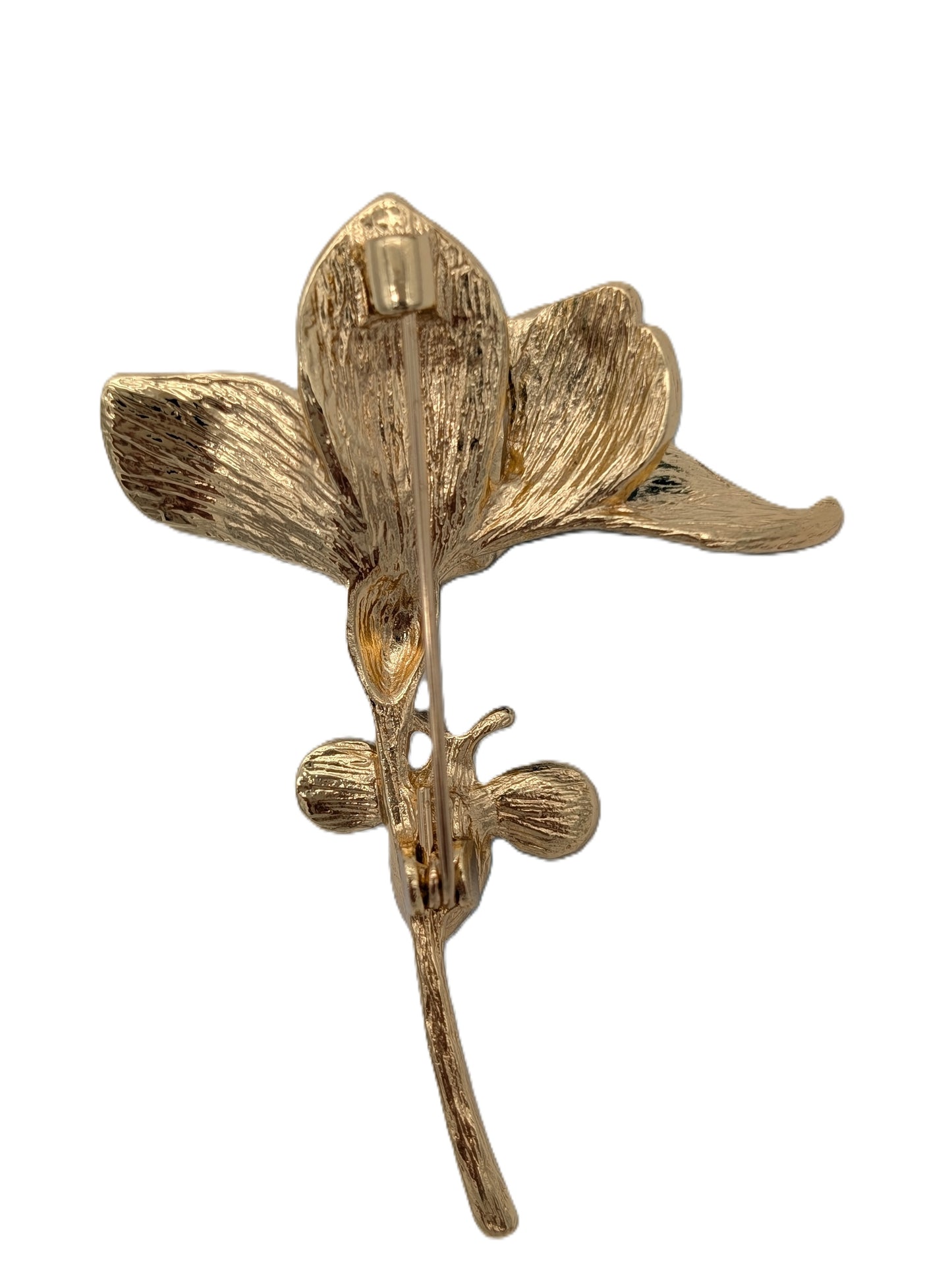 Blue Enamel Flower Brooch with Pearl & Mini Crystal Butterfly Pin