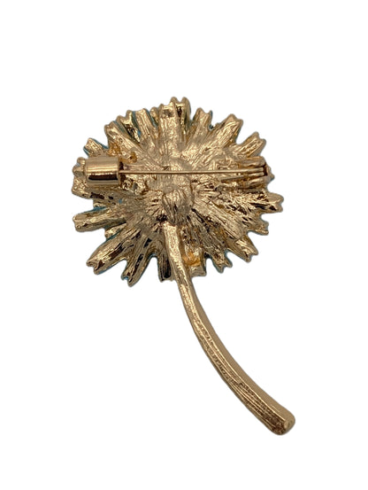 Blue Enamel Cornflower Brooch | Glossy Gold Tone Floral Pin