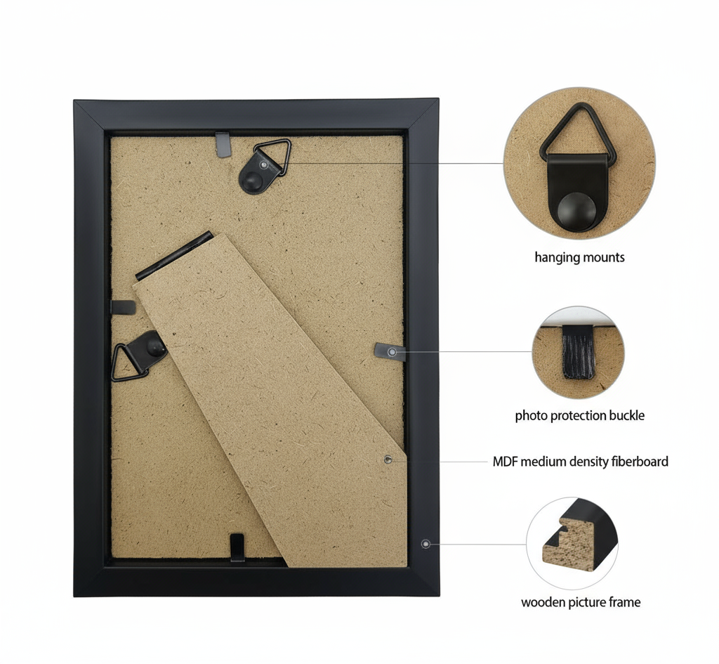 5x7 Black Wood Picture Frame | Lightweight Acrylic Glass