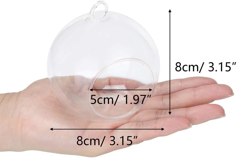 Clear Hanging Glass Sphere Ornament | Terrarium Candle Holder with LED Candle